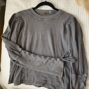 Free People Thermal Top with Lace Up Sleeves